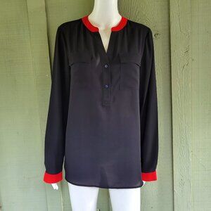 NWT THE LIMITED Black Red Blouse Shirt Large L